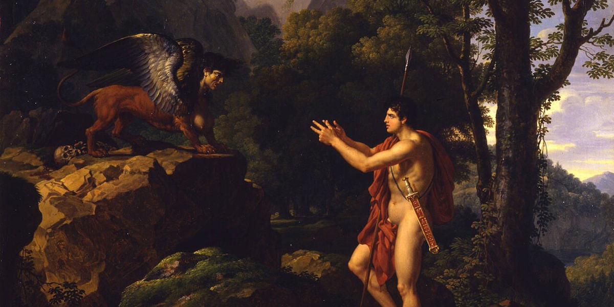 François-Xavier Fabre's painting 'Oedipus and the Sphinx', showing Oedipus conversing with the sphinx