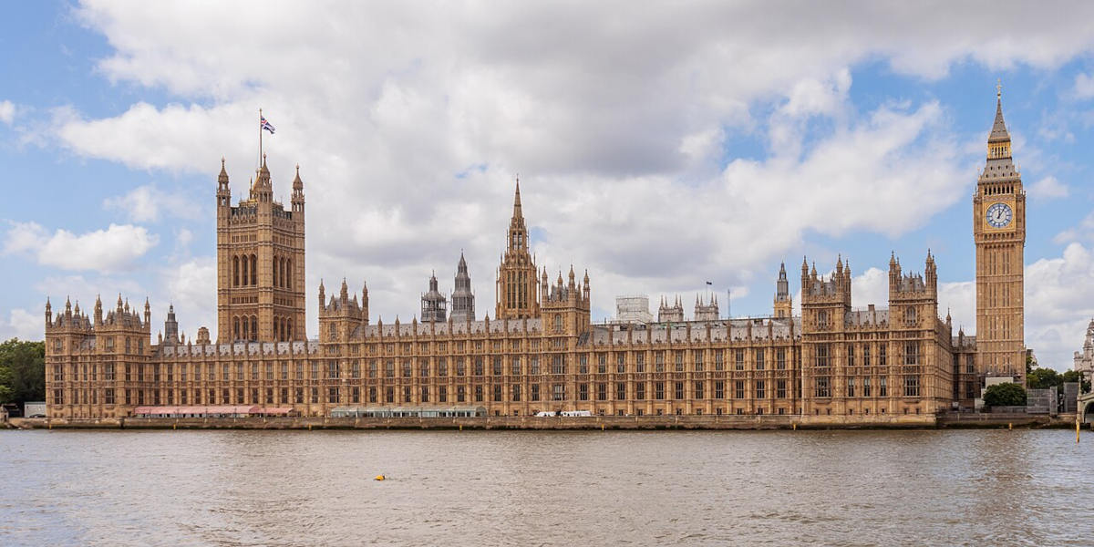 A photo of the Houses of Parliament taken from across the River Thames